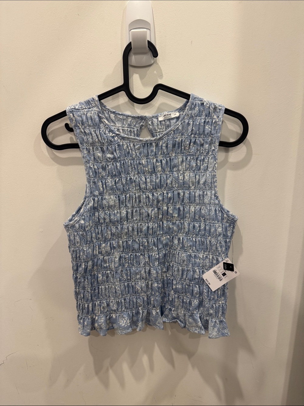 Ardene Light Blue Smocked Floral Sleeveless Top